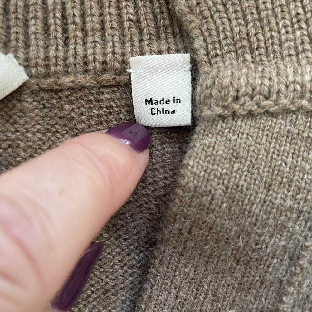 VINCE Raglan Sleeve Cashmere Wool Polo‎ Sweater Women L Chestnut Brown Knit Luxe - Picture 4 of 13